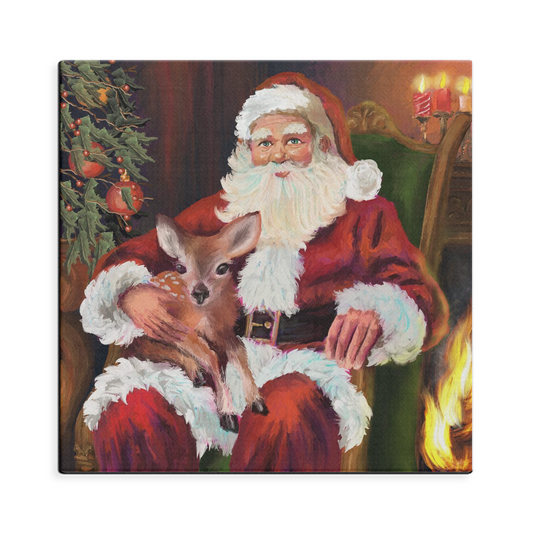 Magical Santa with baby deer Canvas Wraps-unframed, powered by Artivive