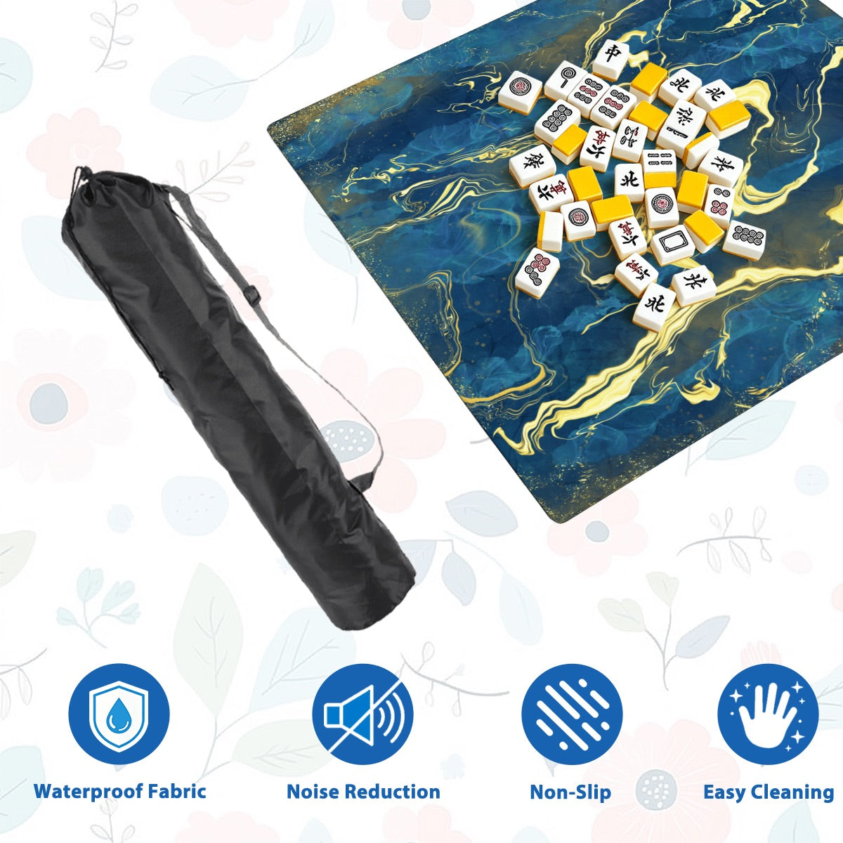 Mahjong Mat SleekSurface Geode series  blue gold vein