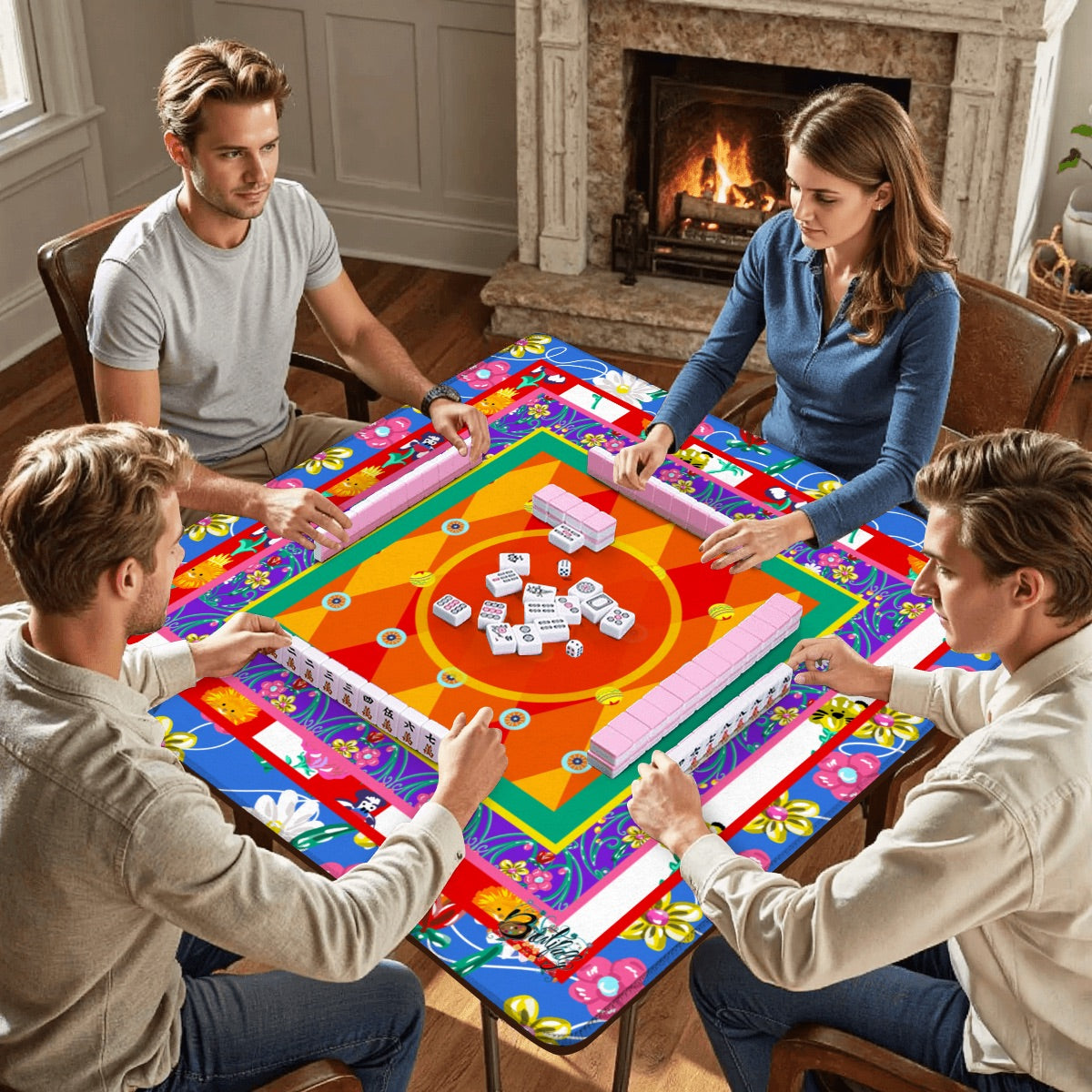 Bird circus Mahjong Mat 31.5"x31.5" (Ship Rolled up)