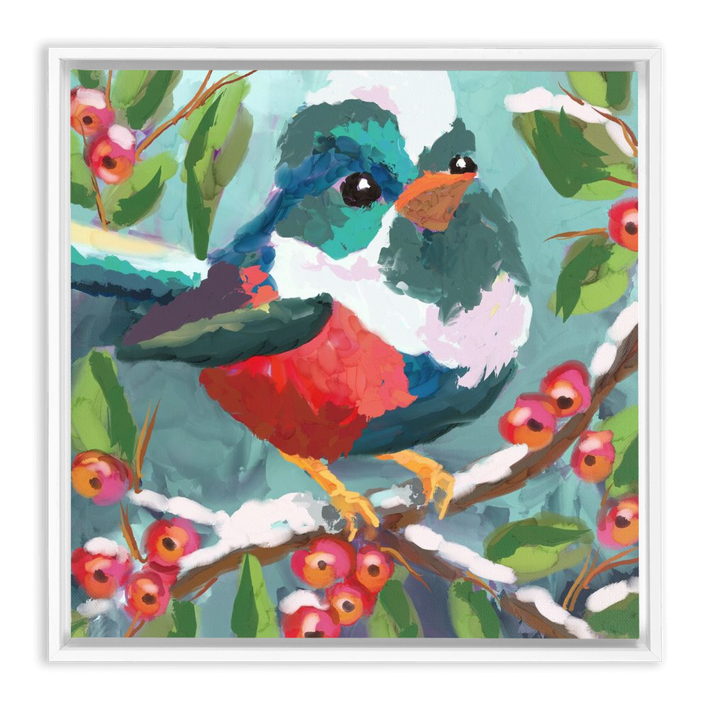 Magical Winter bird Framed Canvas Wraps-powered by Artivive