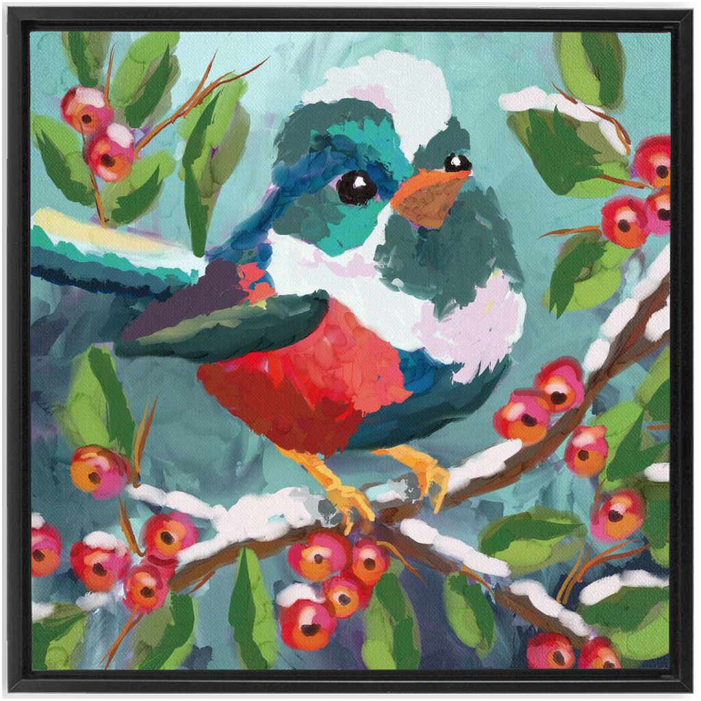 Magical Winter bird Framed Canvas Wraps-powered by Artivive