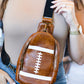 Brown PU Leather Football Mini Crossbody Bag