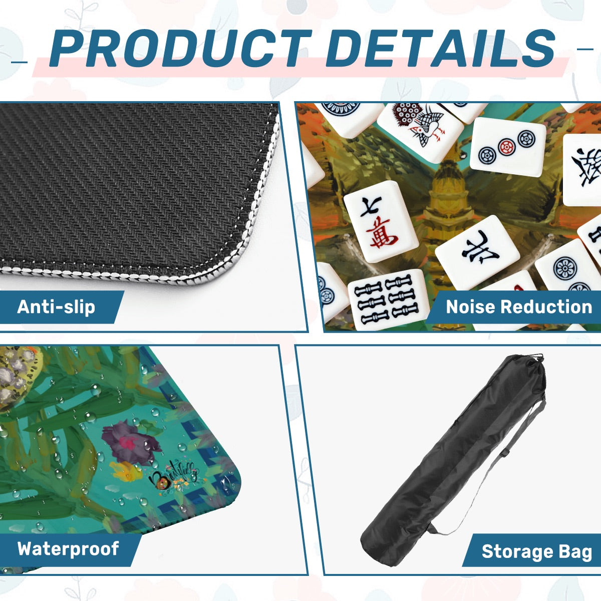 Majestic monstera moth on teal-one way view Mahjong Mat 31.5"x31.5" (Ship Rolled up)