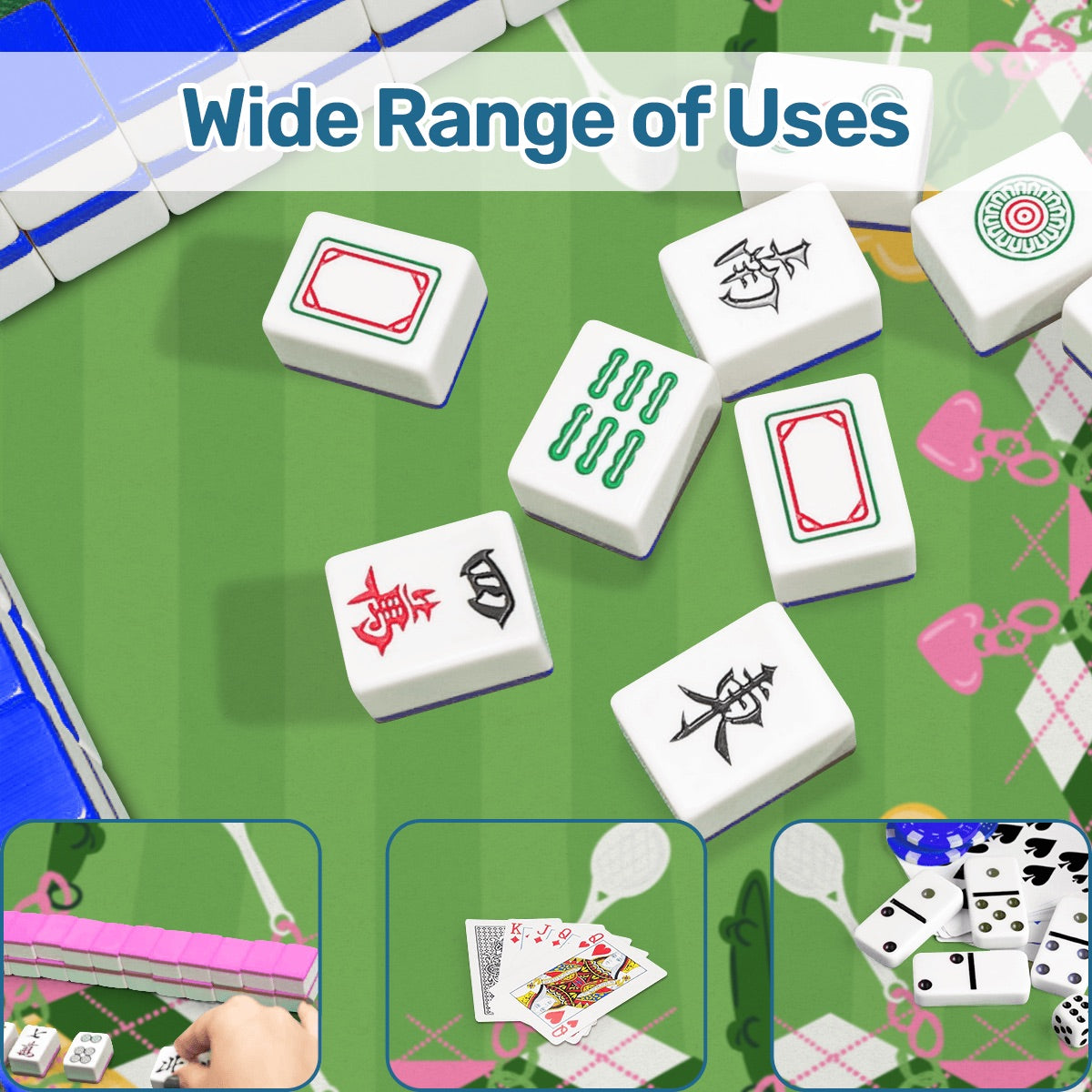 Charmed 80’s Memories- preppy pink and green Mahjong Mat 31.5"x31.5" (Ship Rolled up)