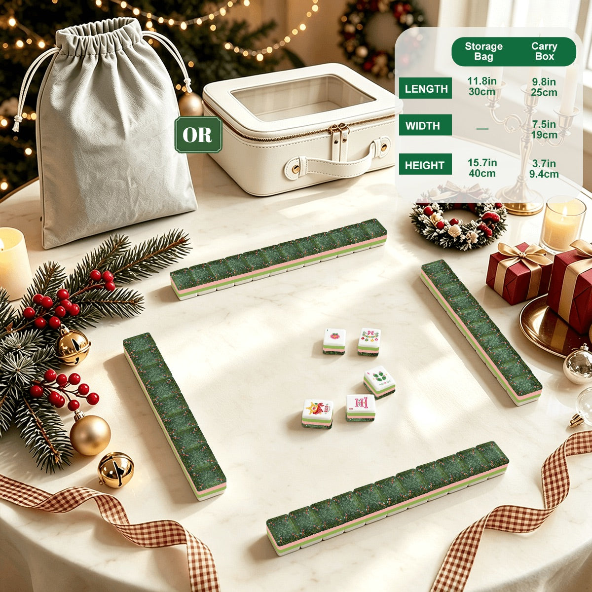 Western Christmas Mahjong Tiles Green Boots