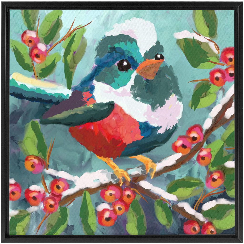 Magical Winter bird Framed Canvas Wraps-powered by Artivive