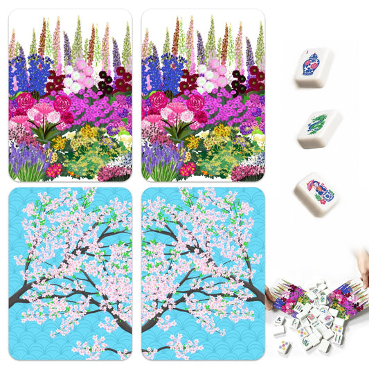 Classic Mahjong Shuffler Cards  Set of 4 Florals