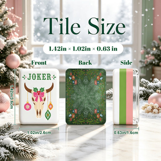 Western Christmas Mahjong Tiles Green Boots