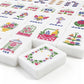 Bright blue Mahjong Tiles Set (Floral Garden Style) (Single Layer)