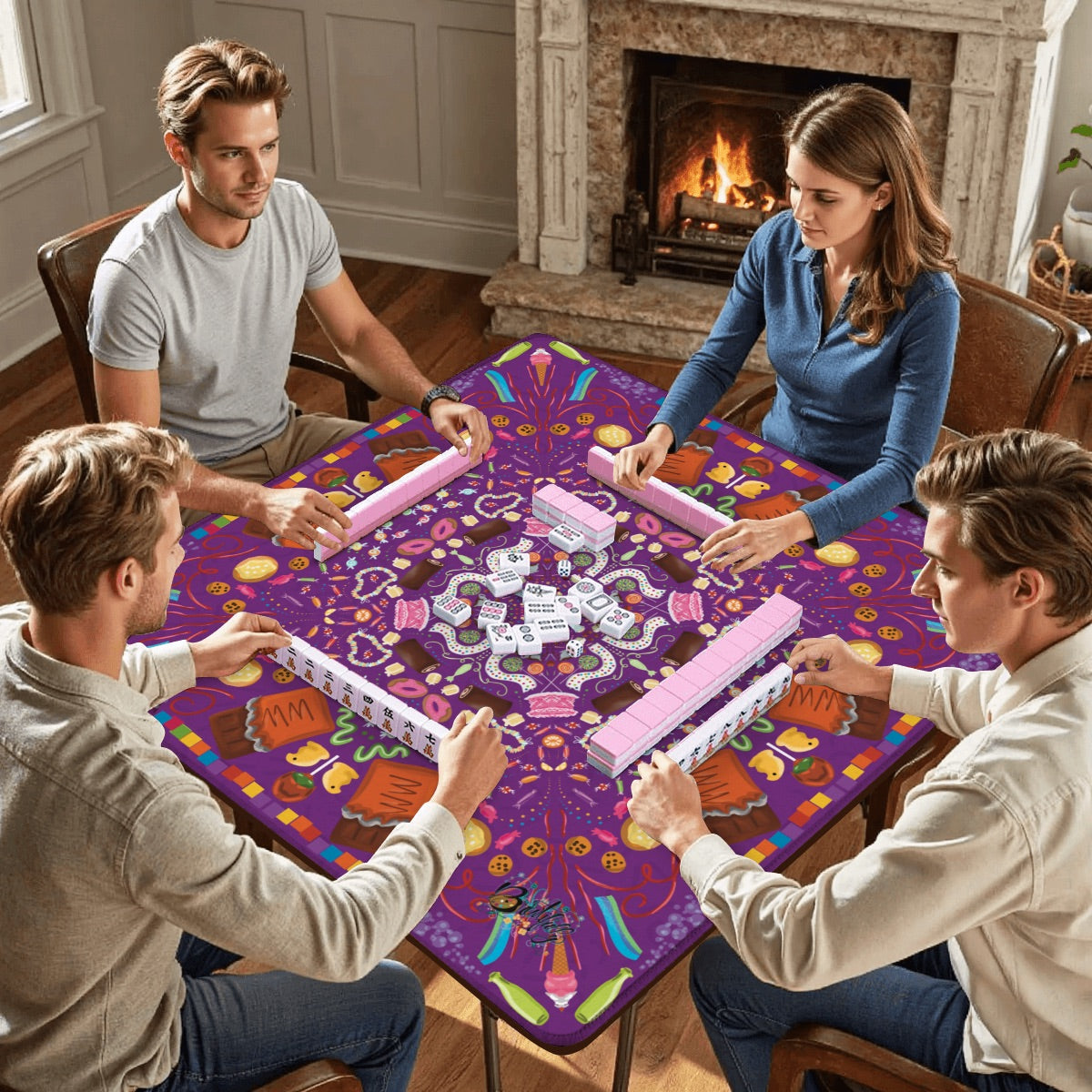 Candy is Dandy on Purple-Mahjong Mat 31.5"x31.5" (Ship Rolled up)