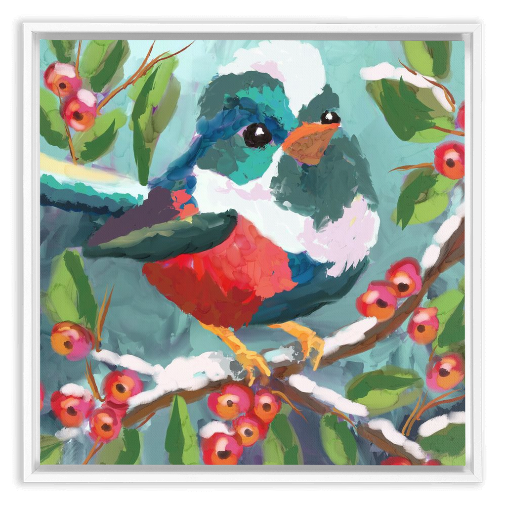 Magical Winter bird Framed Canvas Wraps-powered by Artivive