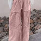 Vineyard Green Mineral Wash Tiered Wide Leg Patchwork Drawstring Pants