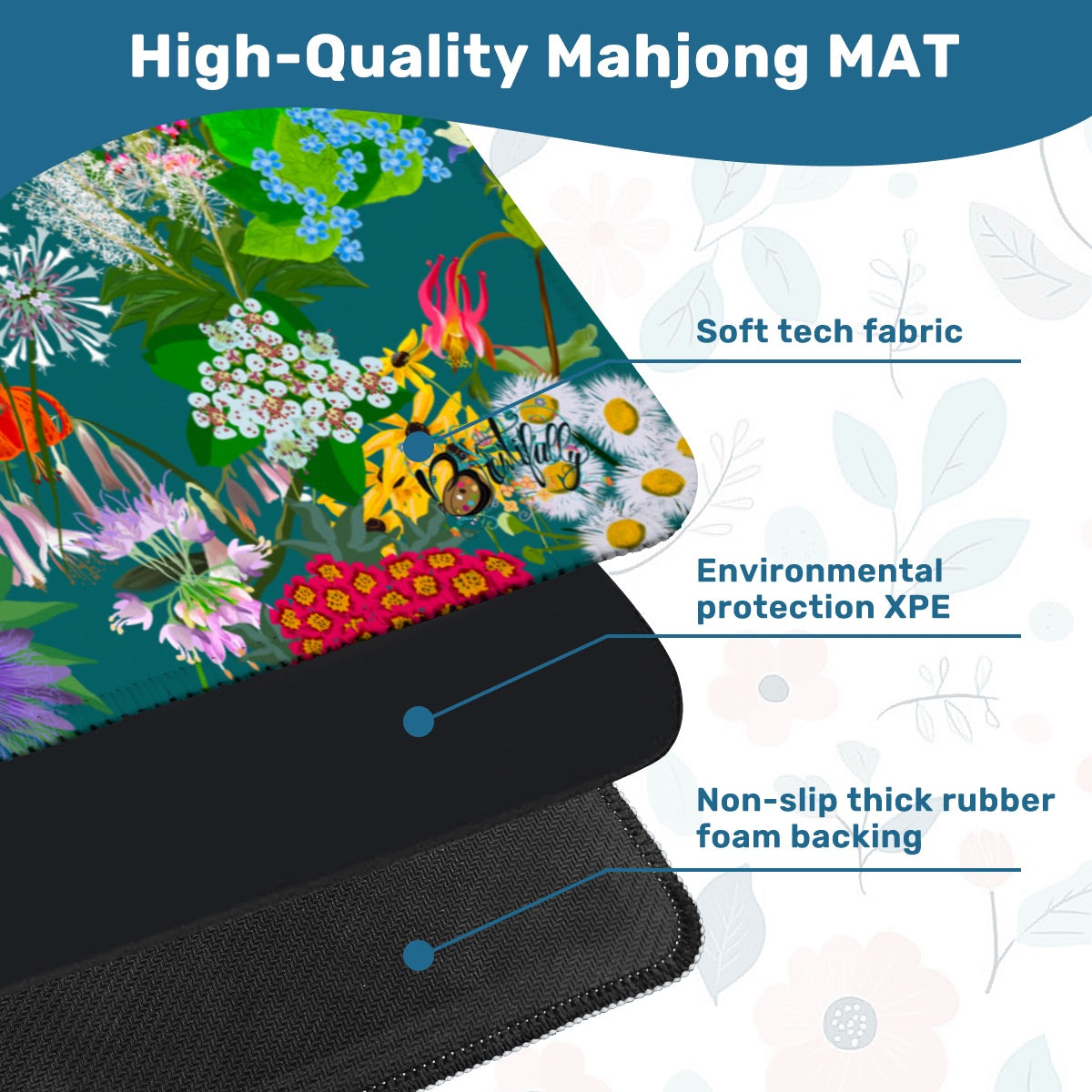 Folk art floral series - Mahjong Mat 31.5"x31.5" (Ship Rolled up)