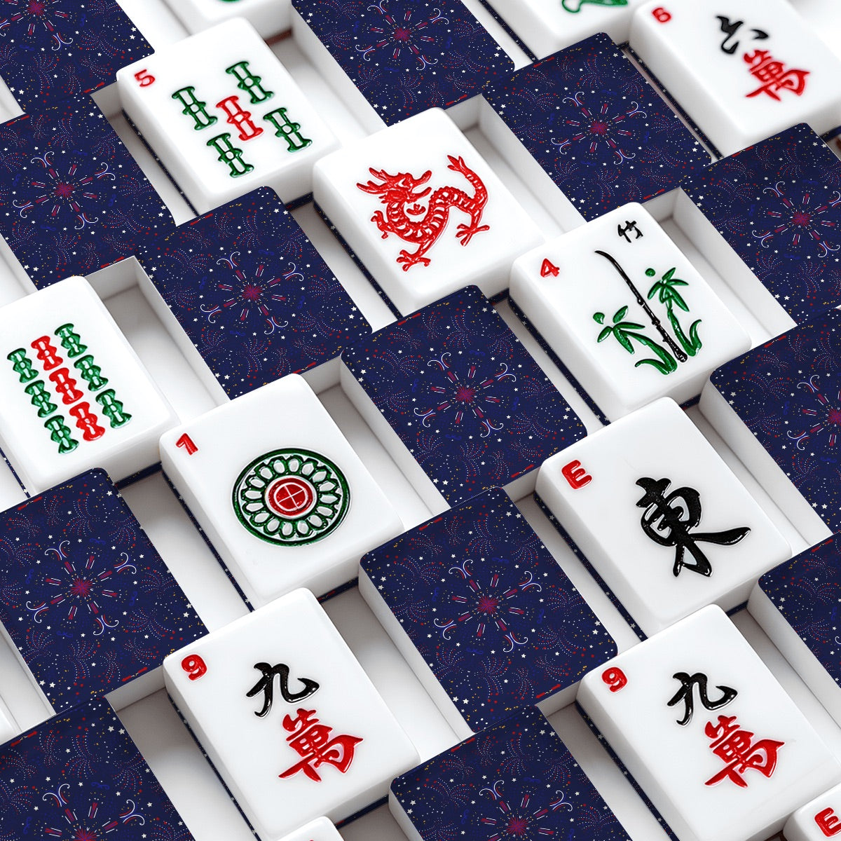 4th of July sky American Mahjong Tiles
