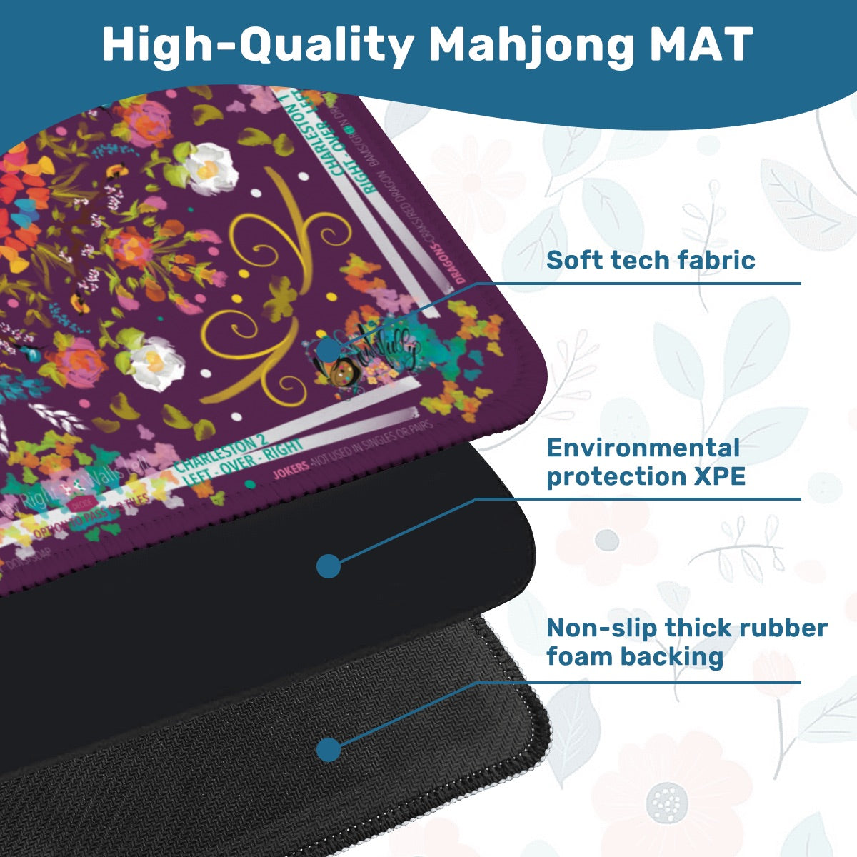 Mahjong Mat (Made in USA) Spring on Plum w instructions