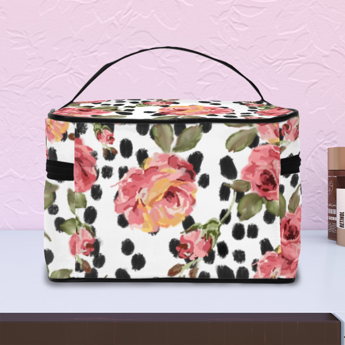 Mahjong tile bag in Painted Roses and black and white