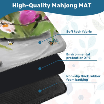Mahjong Mat 33"x33" (Ship Rolled up) Hand painted tulips