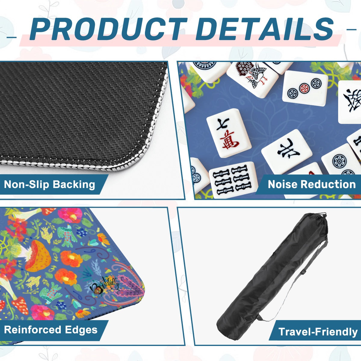 Mahjong Mat (Made in USA) Neon Summer Nights Collection - 3mm w instructions