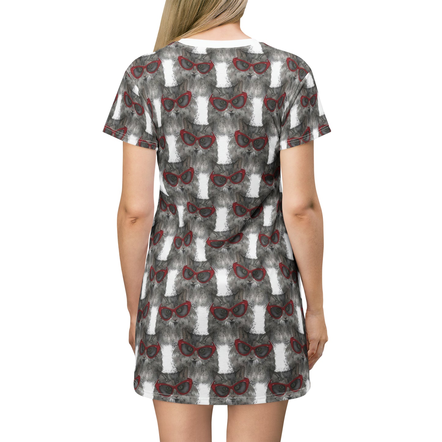 Catty glasses T-Shirt Dress (AOP)