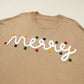 Smoke Gray Merry Colorful Dot Detail Christmas Dolman Sweater