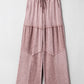 Vineyard Green Mineral Wash Tiered Wide Leg Patchwork Drawstring Pants