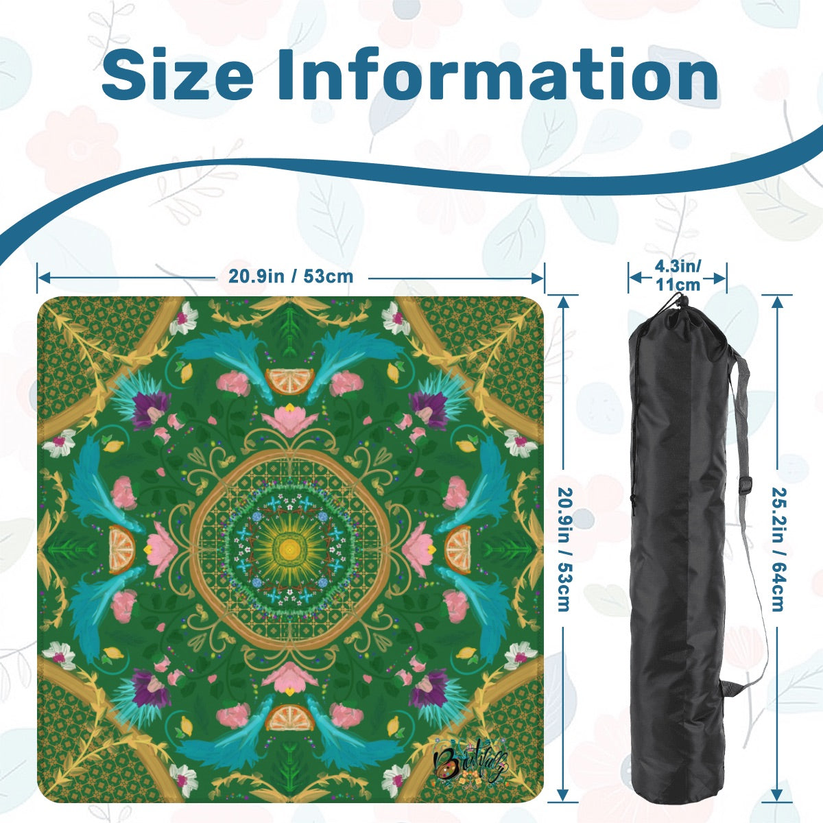 Summer design on Green- Mini travel Mahjong Mat 20.9"x20.9" (Ship Rolled up)