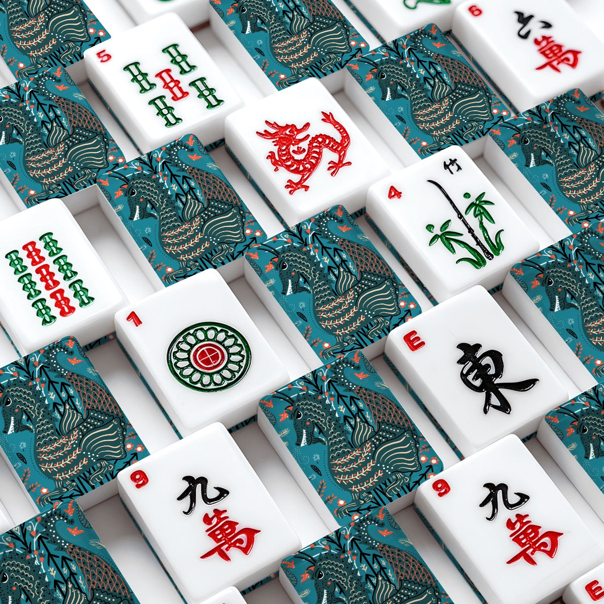 Folkier dragon American Mahjong Tiles