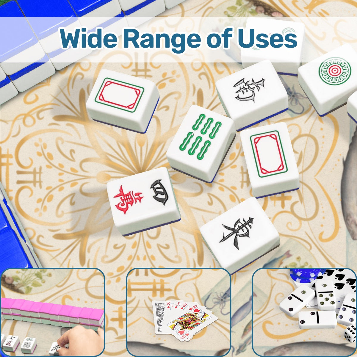 Vintage aquatic-Mahjong Mat 31.5"x31.5" (Ship Rolled up)