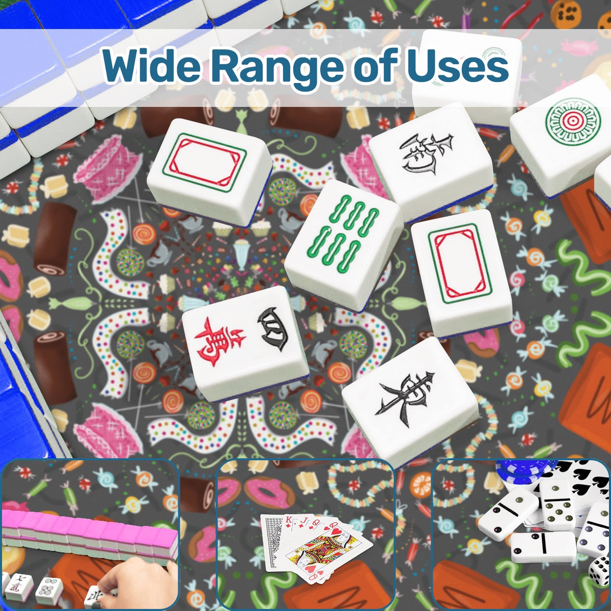 Candy is Dandy on Grey-Mahjong Mat 31.5"x31.5" (Ship Rolled up)