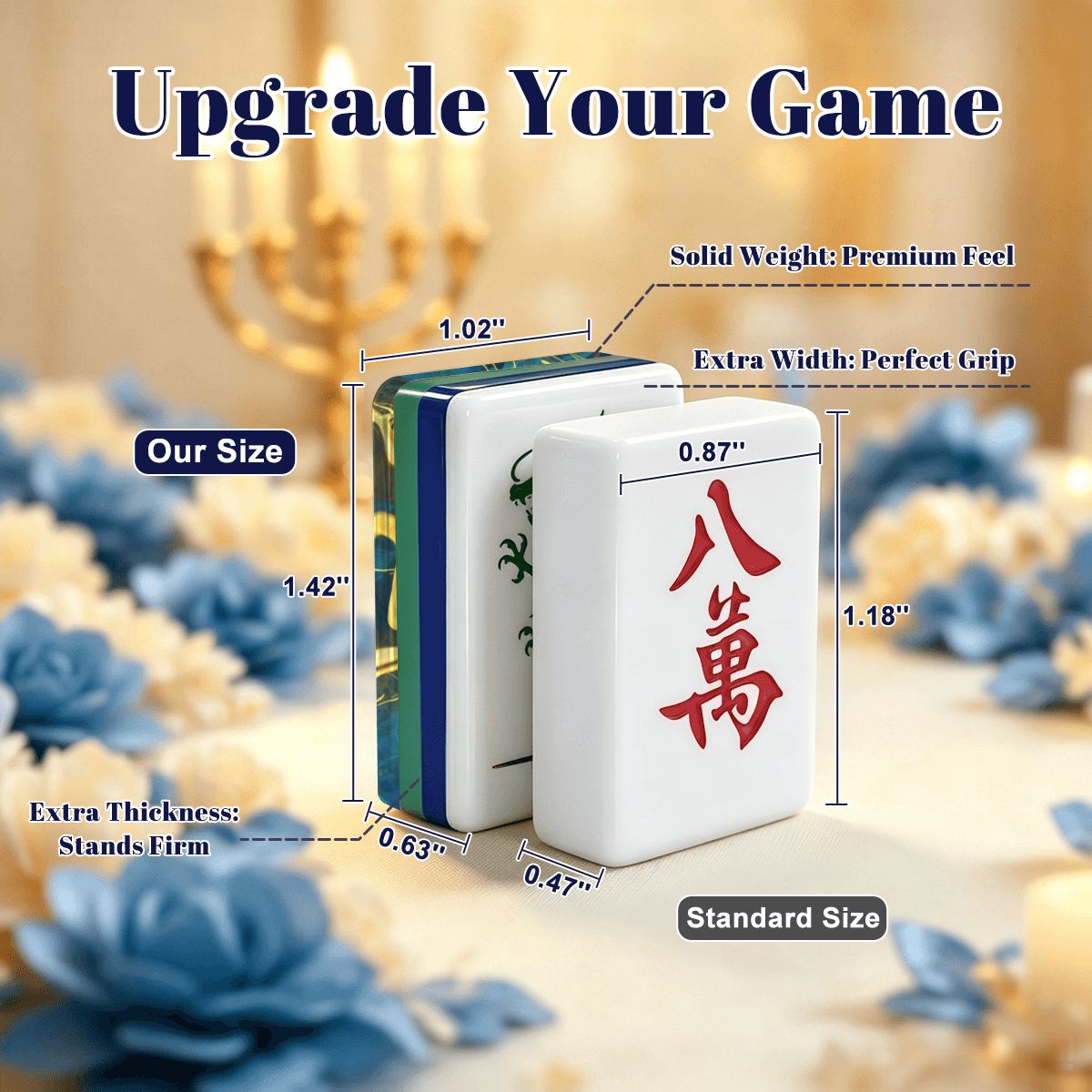Heritage Hanukkah Mahjong Tiles Geode series  blue gold vein