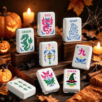 Dragon's Coven Halloween Mahjong Tiles with Batty