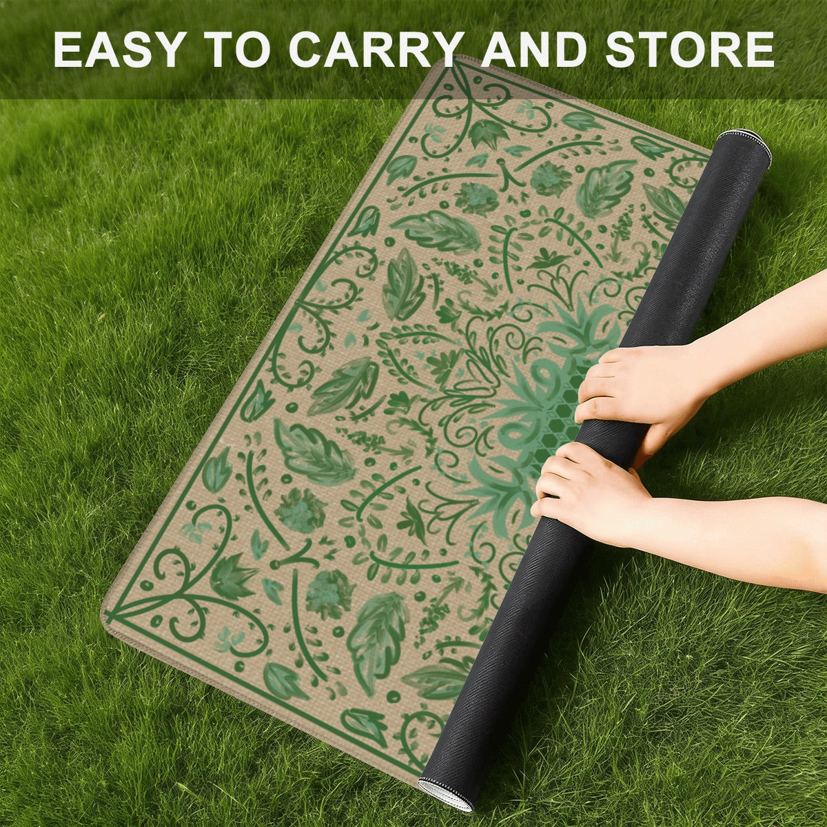 Mini Travel - Green texture design Mahjong Mat 20.9"x20.9" (Ship Rolled up)