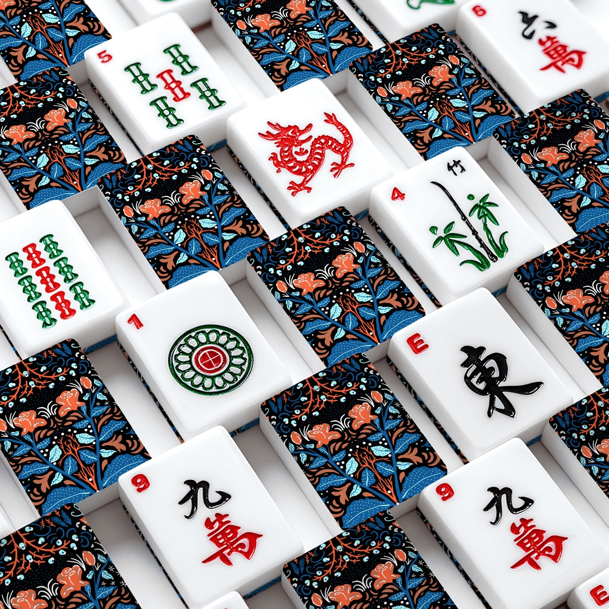 Navy Folk Art American Mahjong Tiles
