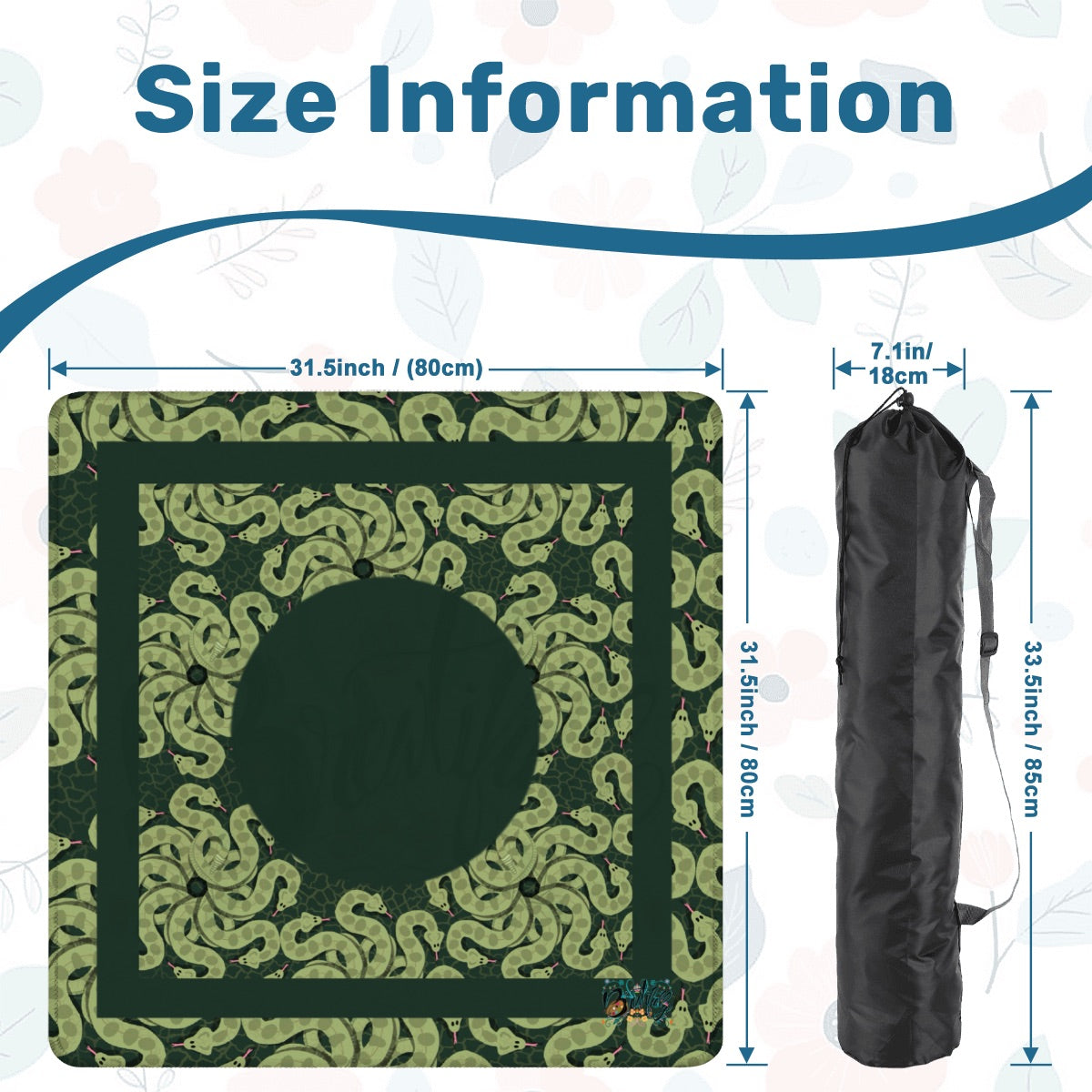 Green grass snake Custom Mahjong Mat 31.5"x31.5" (Ship Rolled up)