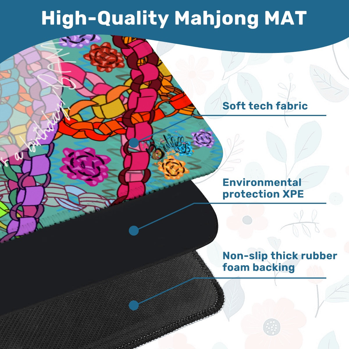 Bam, it’s a birthday! Mahjong Mat 31.5"x31.5" (Ship Rolled up)