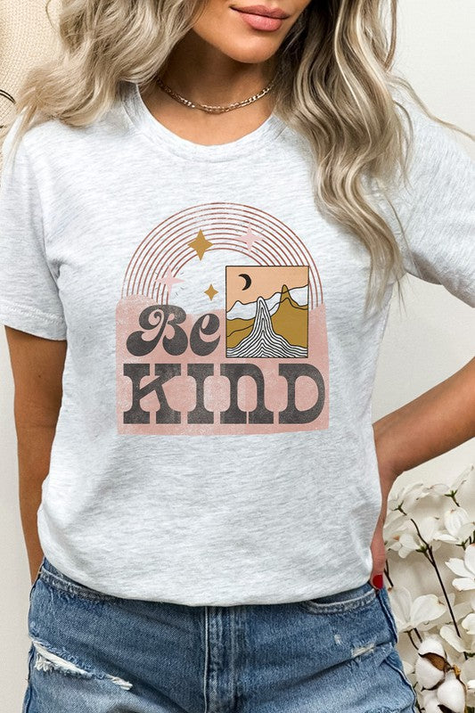 Be Kind Boho Moon Night Desert Scene Graphic Tee