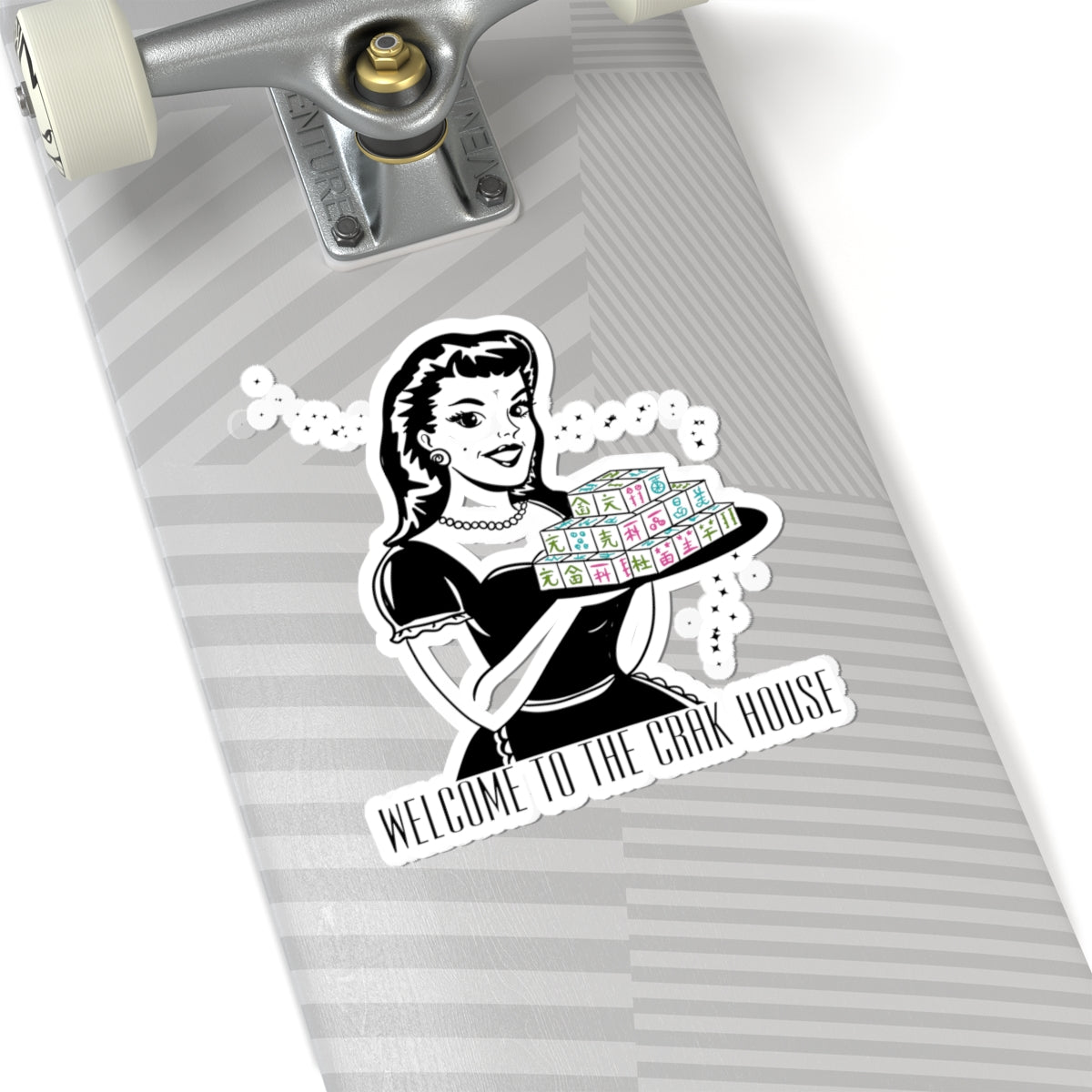 Retro Mahj Hostess Sticker — "Welcome to the Crak House" Kiss-Cut Vinyl Sticker