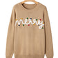 Smoke Gray Merry Colorful Dot Detail Christmas Dolman Sweater
