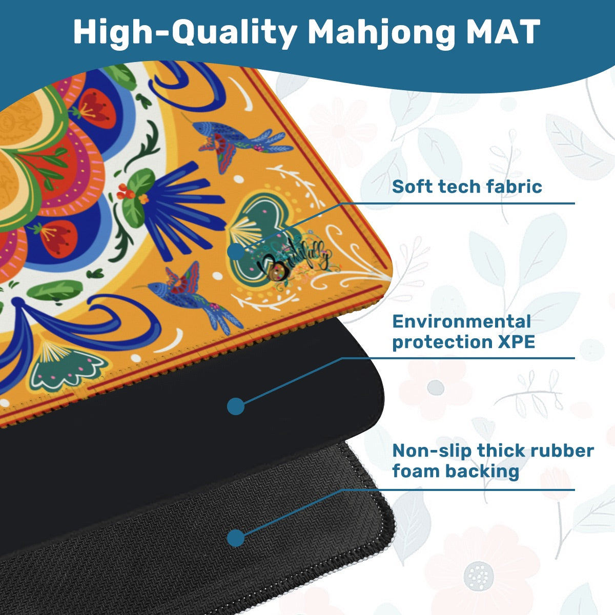 Folk Art - choice of colorway-Mahjong Mat 31.5"x31.5" (Ship Rolled up)