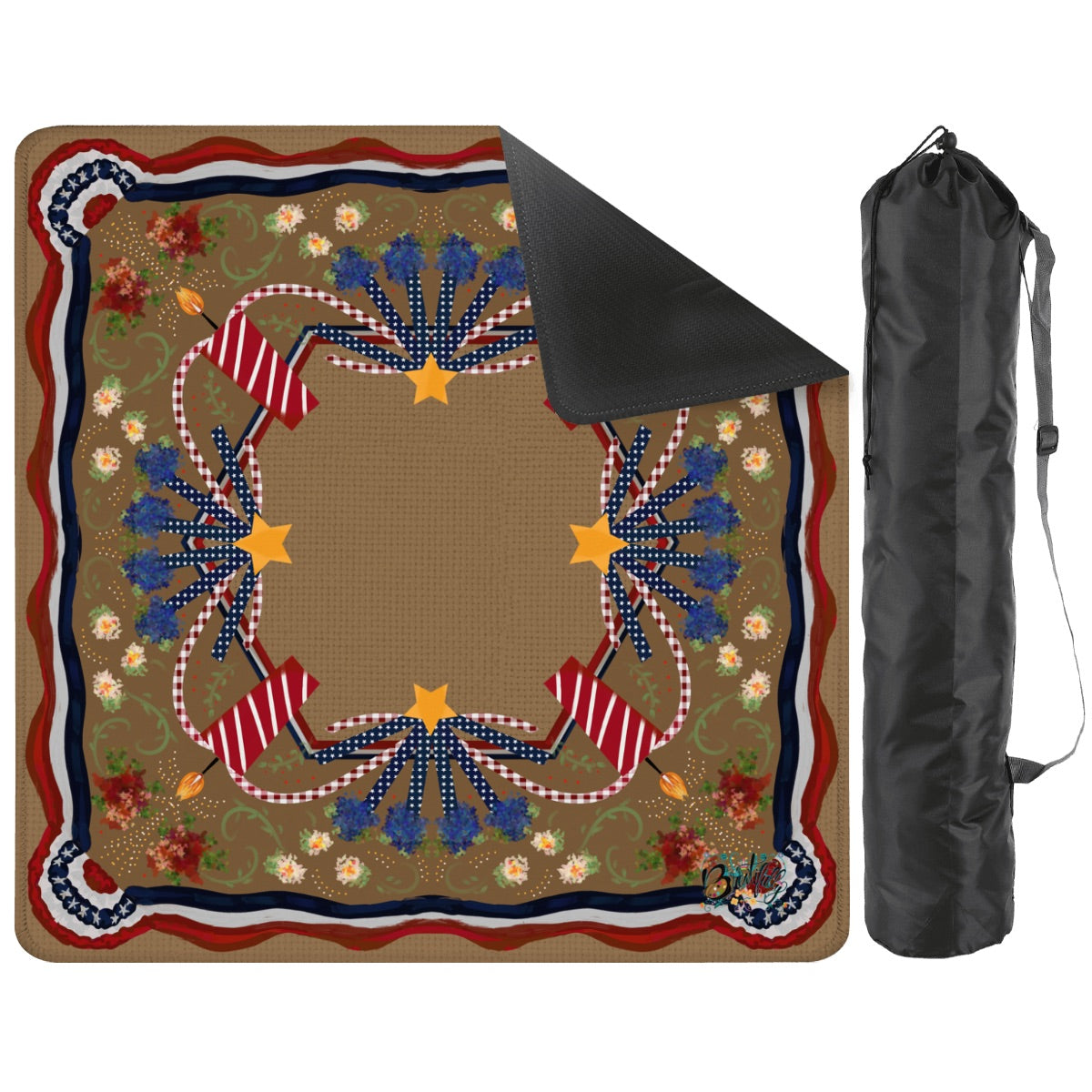 Retro Patriotic Square Mahjong Mat 31.5"x31.5" (Ship Rolled up)