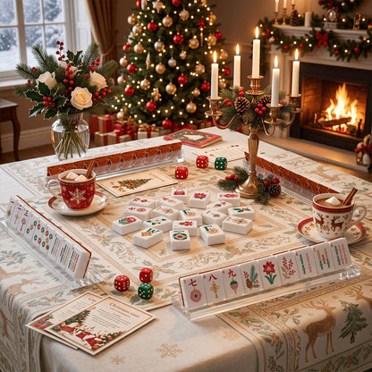 Geode Red Glam Holiday Christmas Mahjong Tiles