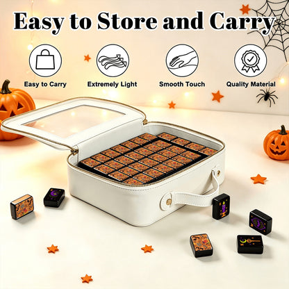 Sistas on Orange with Pumpkin Hex Halloween Mahjong Tiles  Single Layer