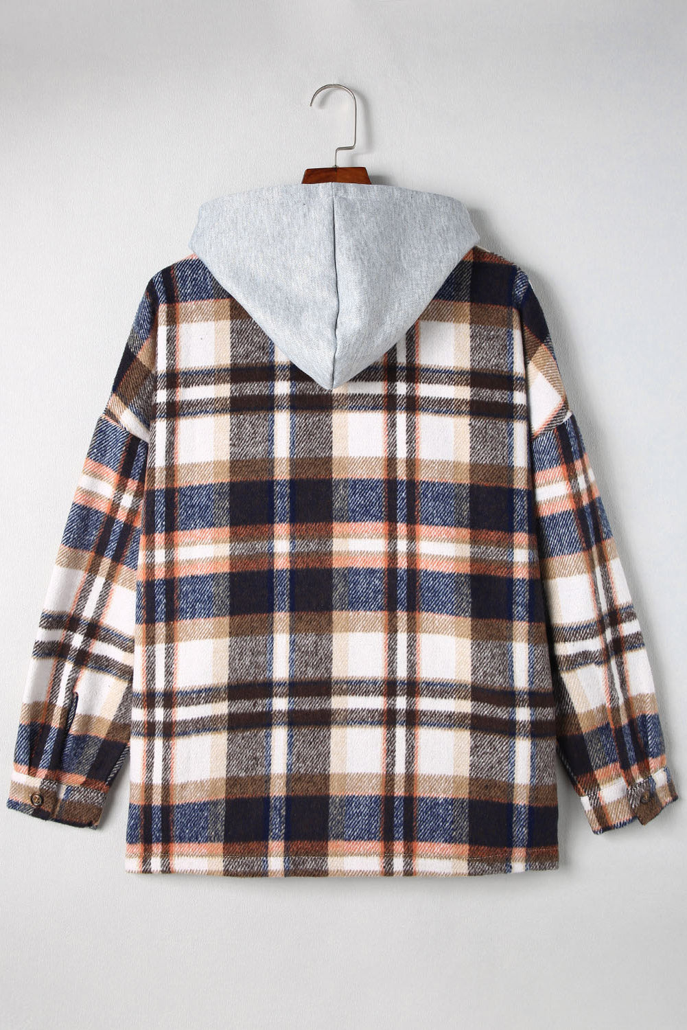 Button Up Plaid Hooded Jacket