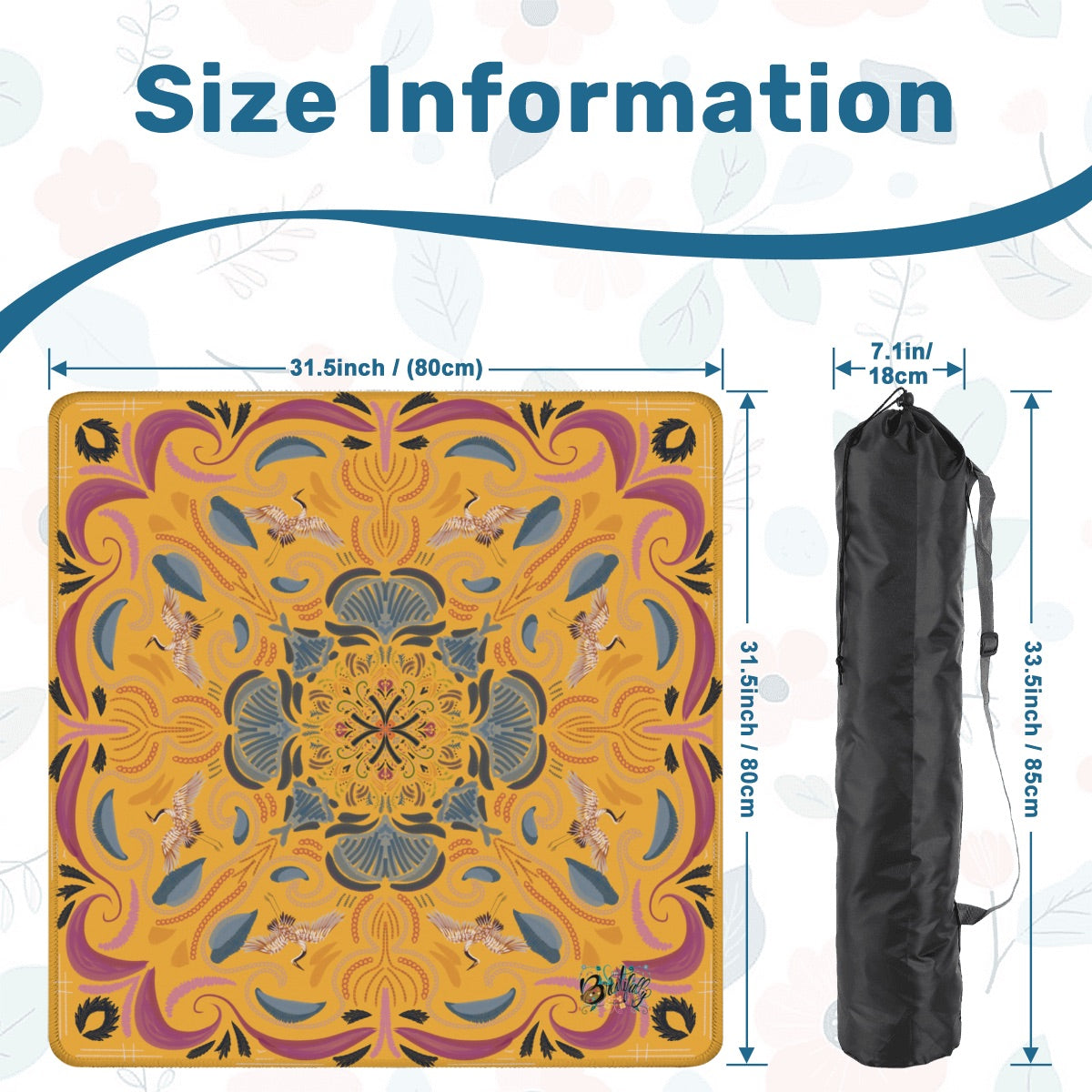 Stitched Herrings on Gold-Mahjong Mat 31.5"x31.5" (Ship Rolled up)