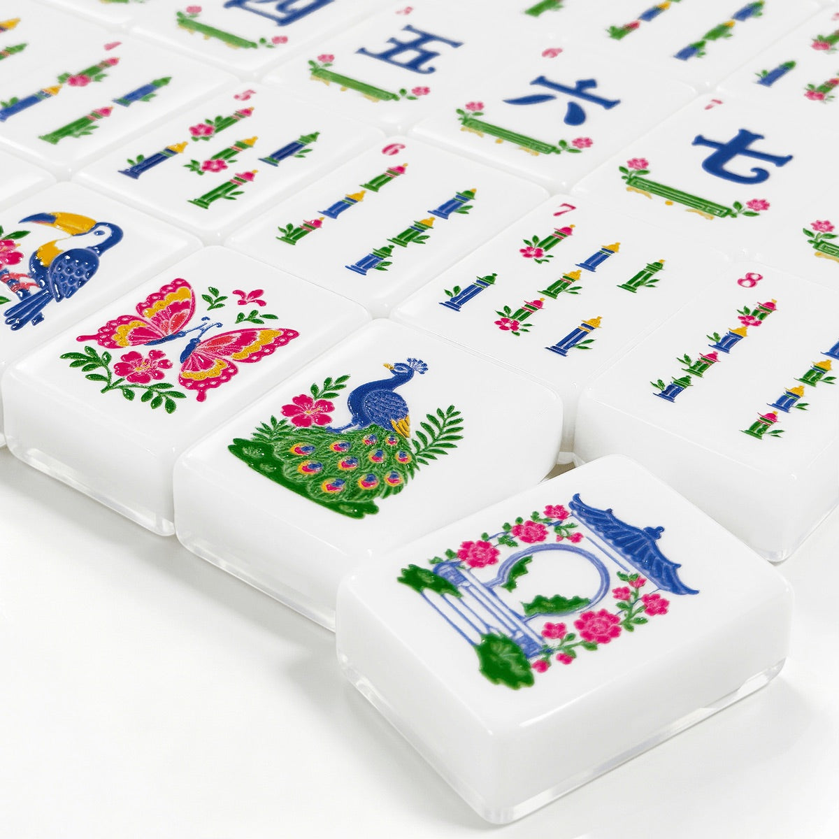 American Mahjong Tiles (Traditional Porcelain Style) Geode series  blue gold vein