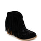 Amos Fringe Ankle Bootie in Black Suede