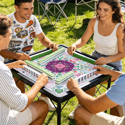Year of the Horse- White Mini Travel Mahjong Mat 20.9"x20.9" (Ship Rolled up)
