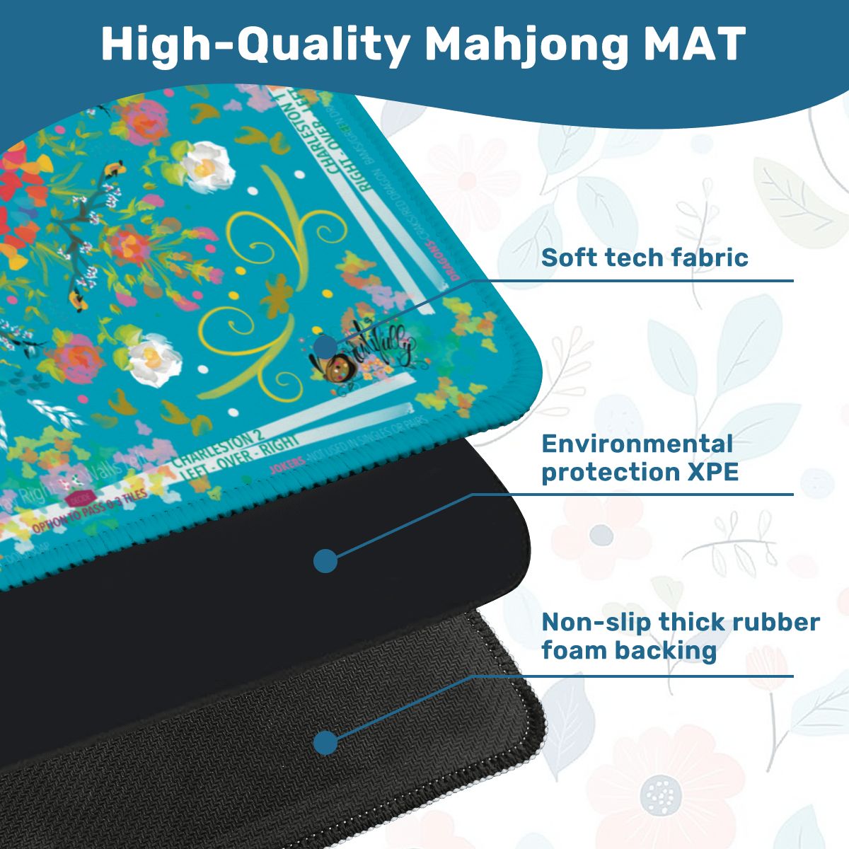 Summer on turquoise Mini travel Mahjong Mat 20.9"x20.9" (Ship Rolled up)