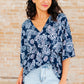 Dreamer Peplum Top in Navy and Pink Paisley