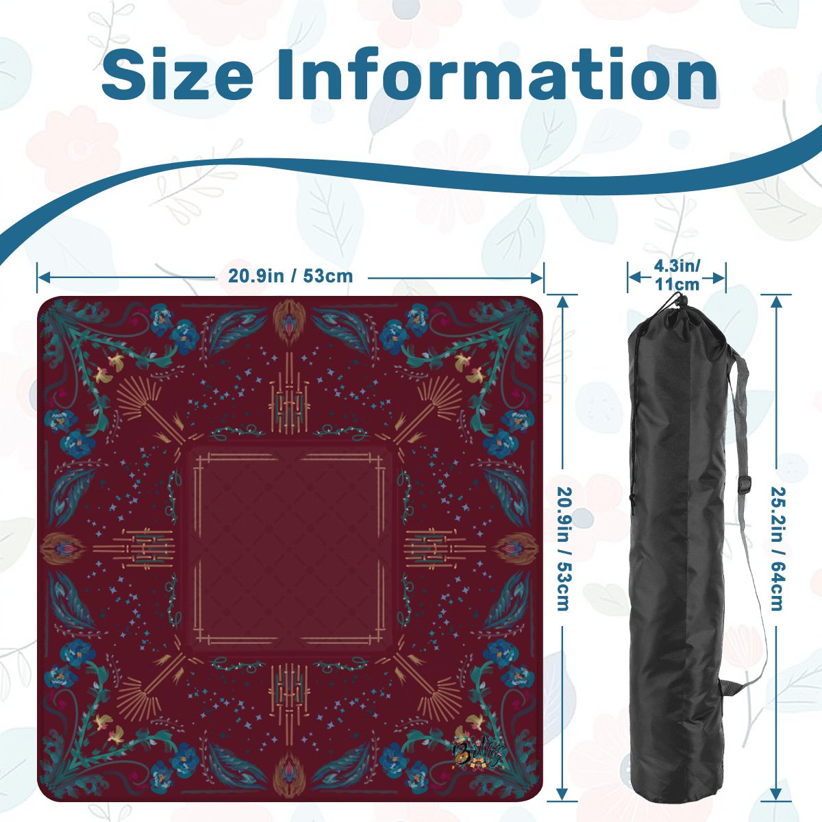 Roaring 20’s-burgundy- Mini Travel Mahjong Mat 20.9"x20.9" (Ship Rolled up)